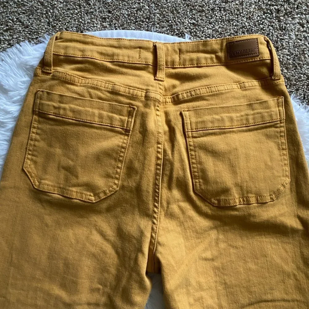 Judy Blue Jeans‎ Garment Dyed Mustard Womens Size 7 28 Stretchy